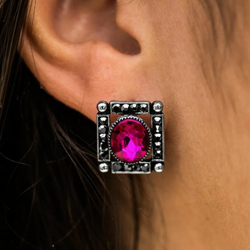 Backstage Broadway Pink Gem Post Earrings