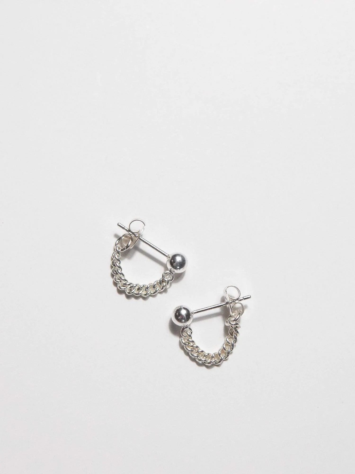 Ball & Chain Earrings, Curb Chain