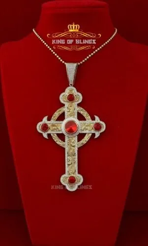 Beautiful Fancy Yellow CROSS Sterling Silver Pendant with 10.38ct Cubic Zirconia