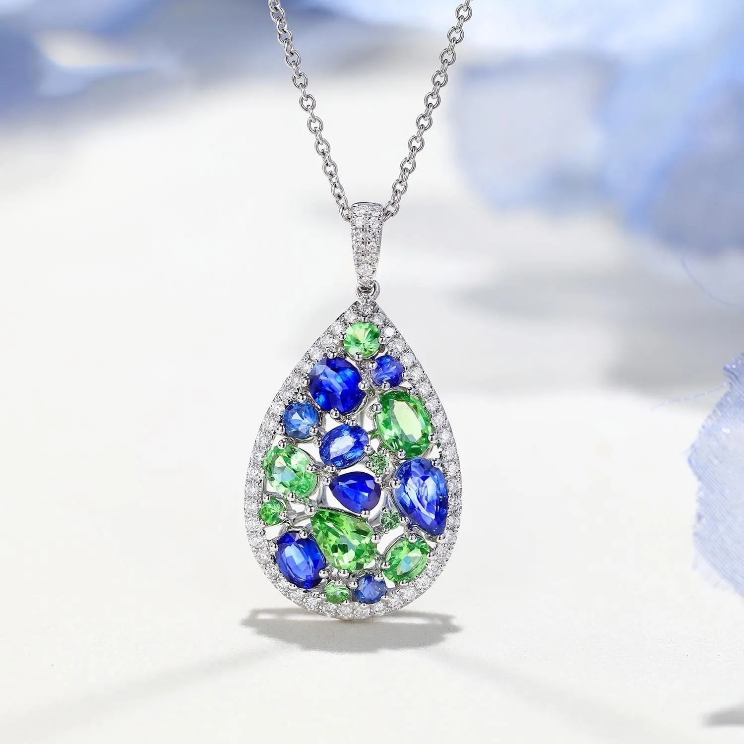 Beautiful Peridot and Sapphire Gemstone  Jewelry Set