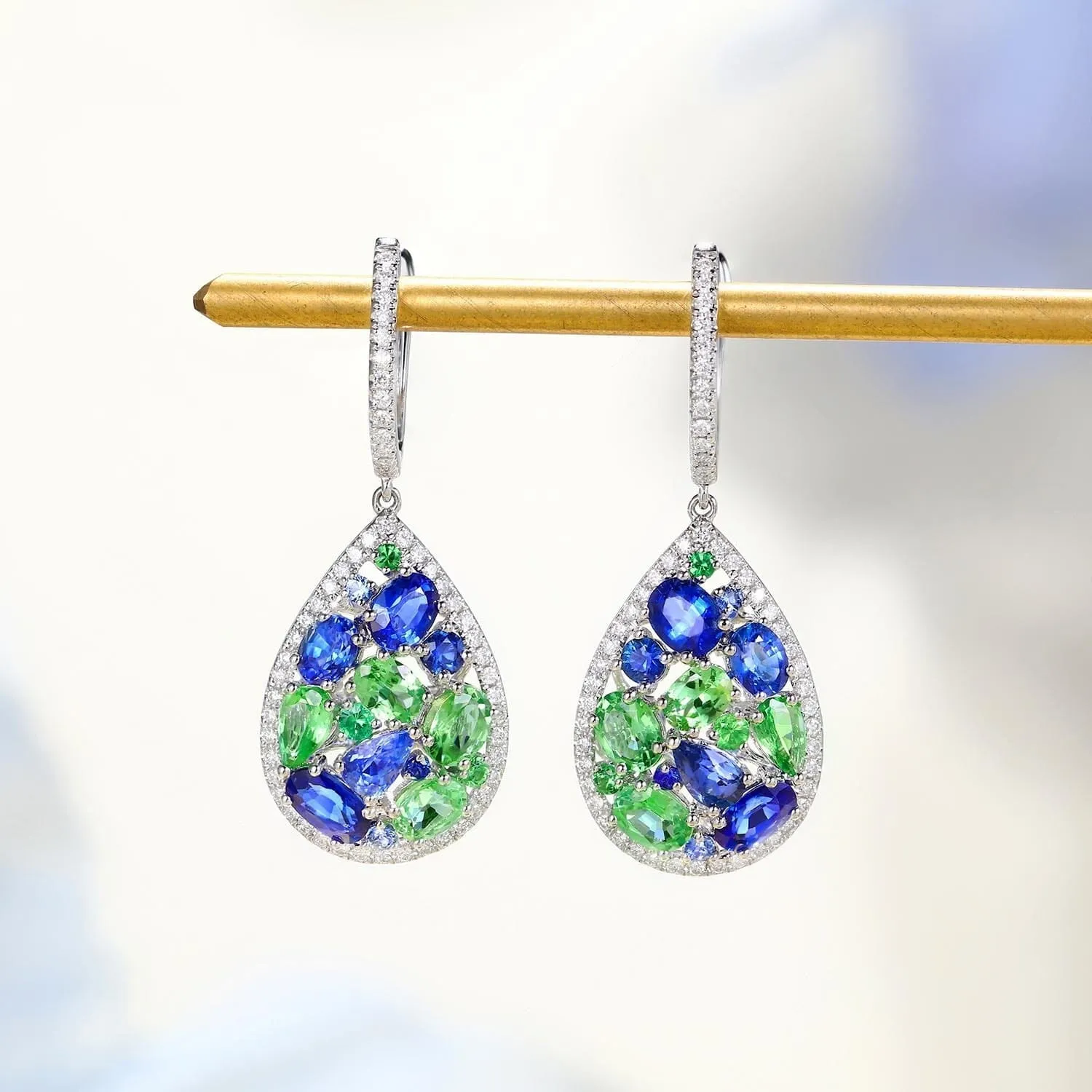 Beautiful Peridot and Sapphire Gemstone  Jewelry Set