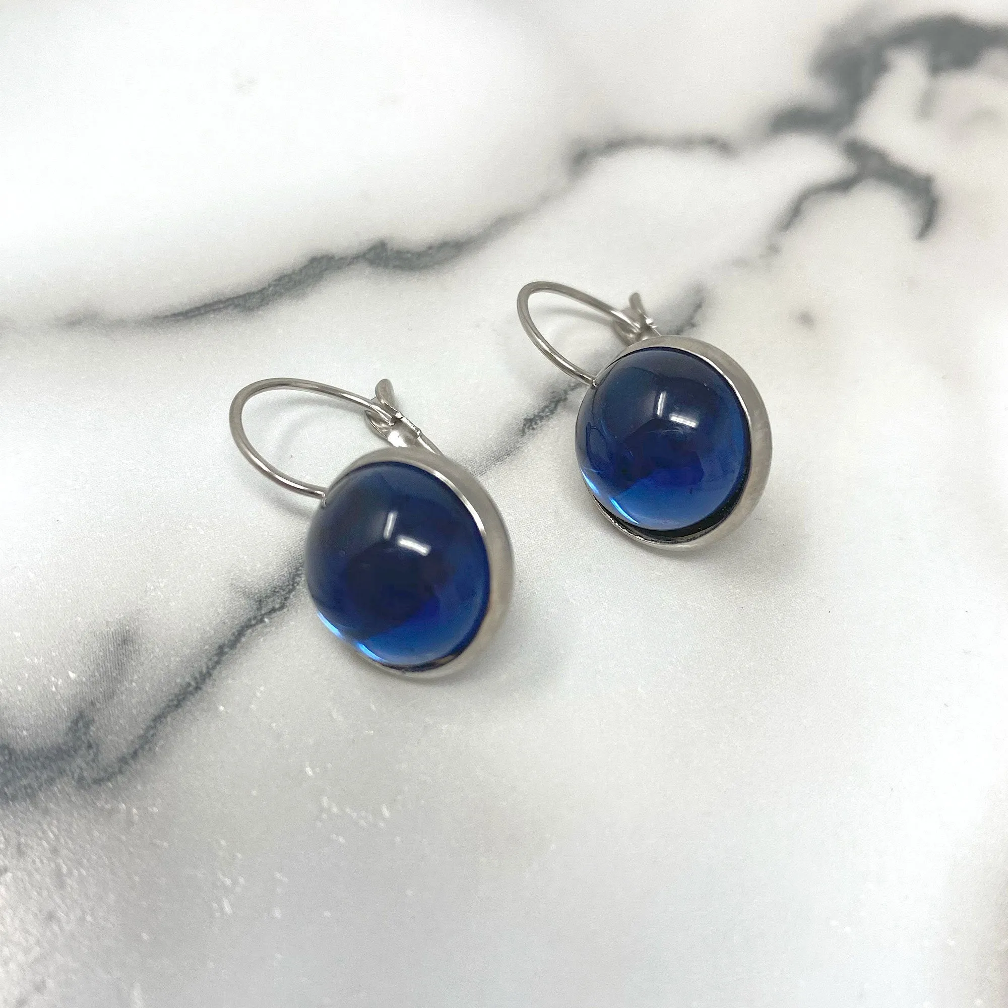 BENTON silver and sapphire blue drop earrings