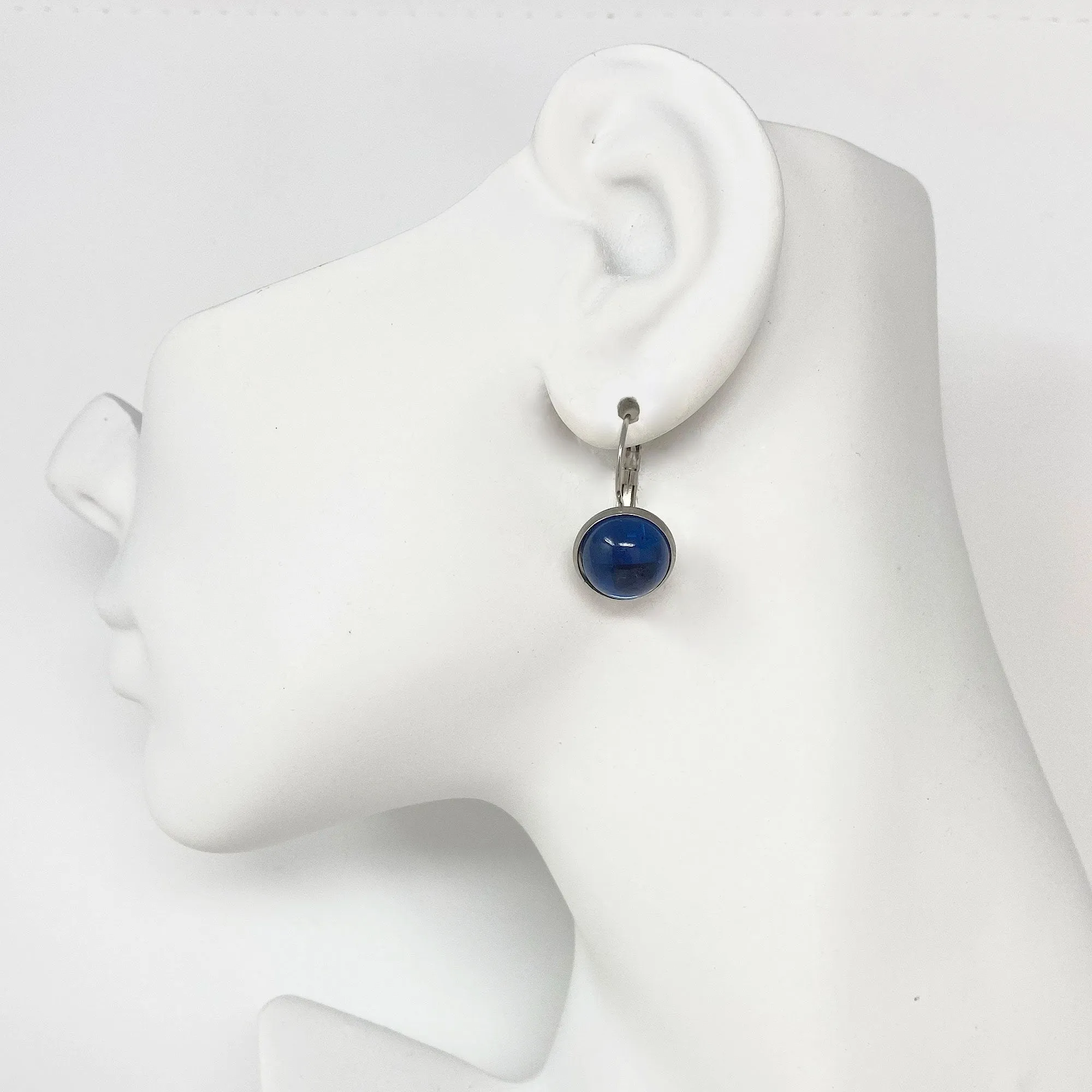 BENTON silver and sapphire blue drop earrings