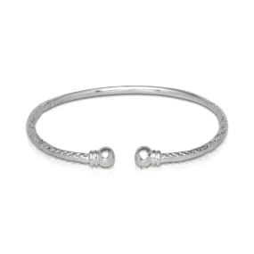 Better Jewelry Double Halo .925 Sterling Silver West Indian Bangle (1 piece)