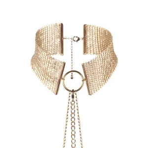 Bijoux Metallic Mesh Choker Chain Harness Gold