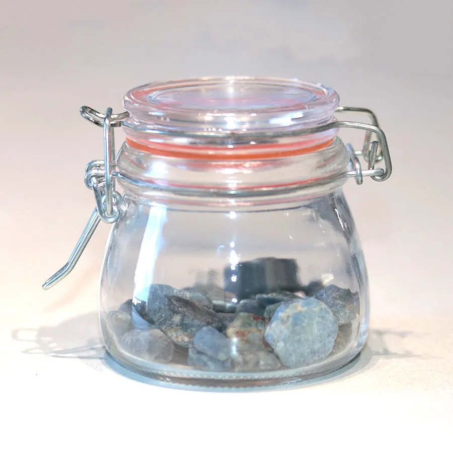 Blue Sapphire Mixed Size Rough Stones Gem Jars - DS ROCK SHOP