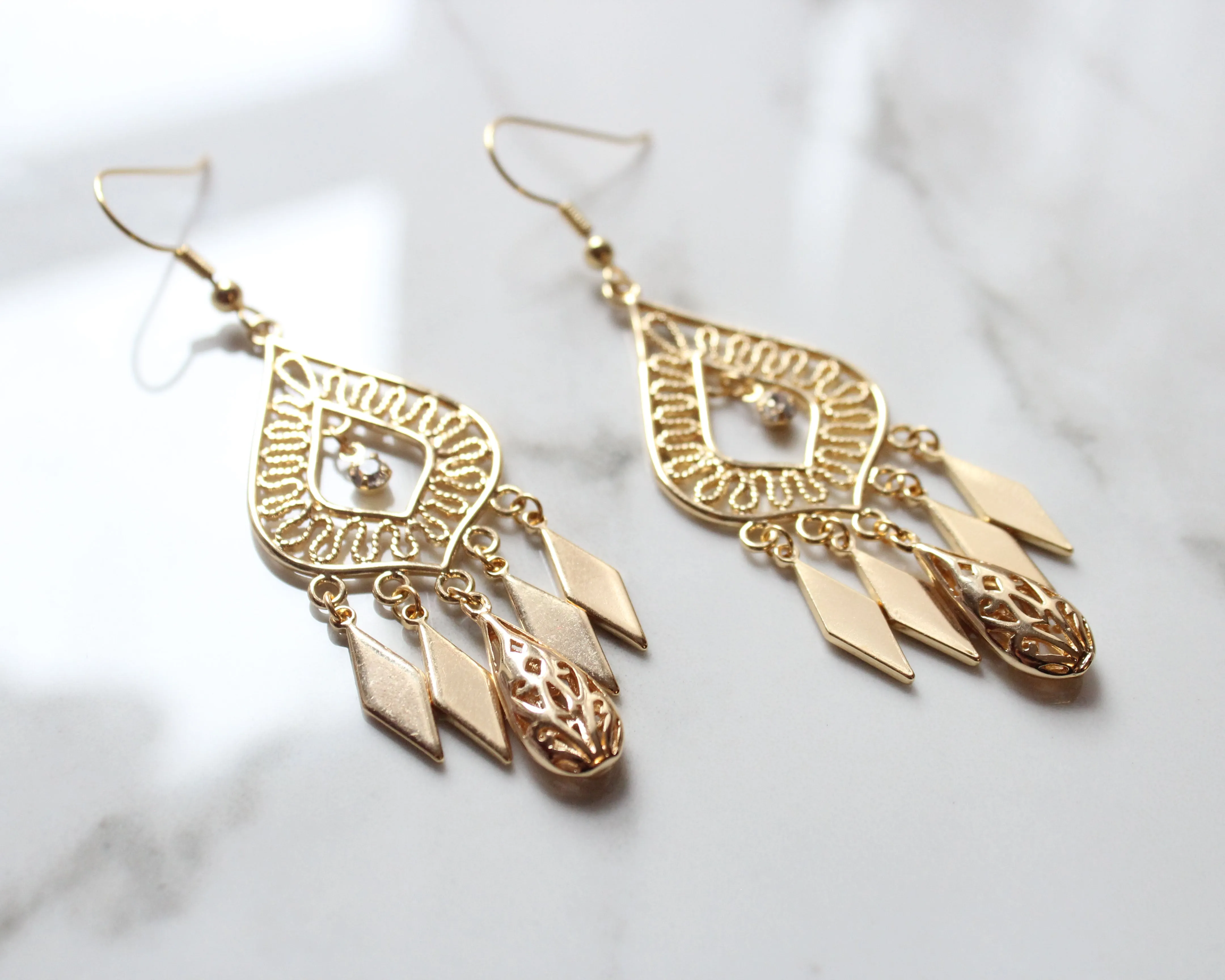 Bohemian Babe Chandelier  Earrings-18K Gold Plated