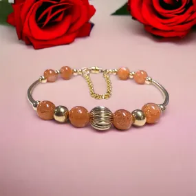 Bracelet Kit -  Peach Sunstone Bangle Bracelet: A Luminous Embrace of Elegance