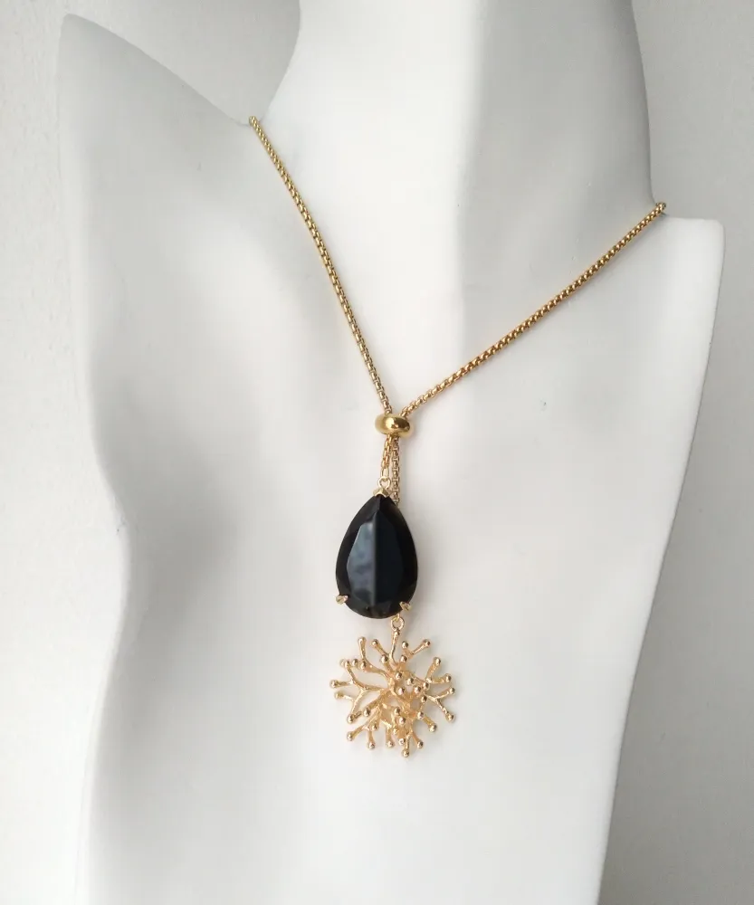 Branch Coral with Jade Slider Necklace