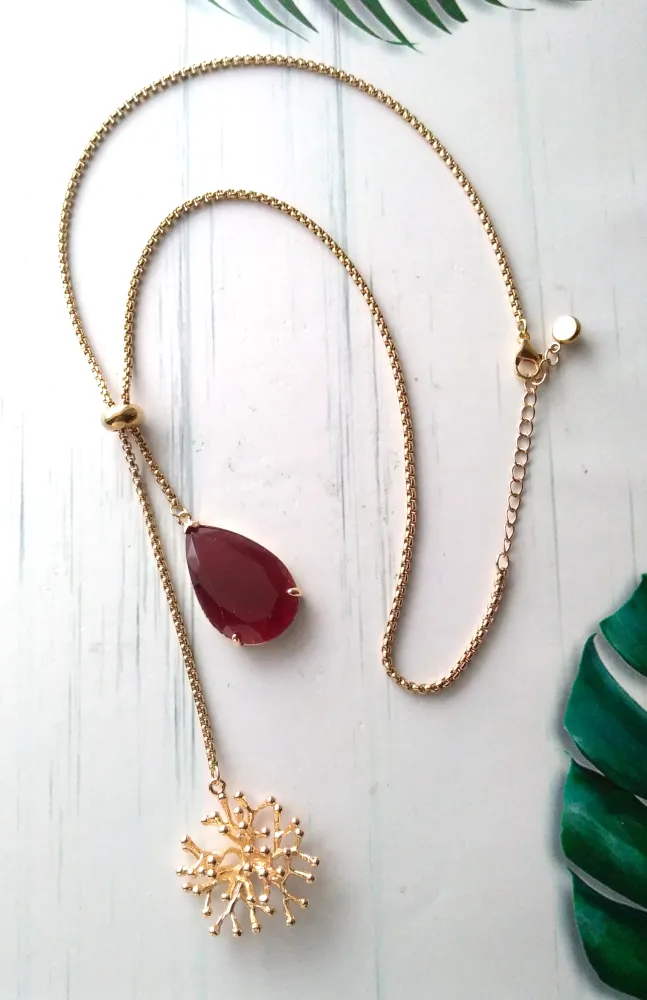 Branch Coral with Jade Slider Necklace