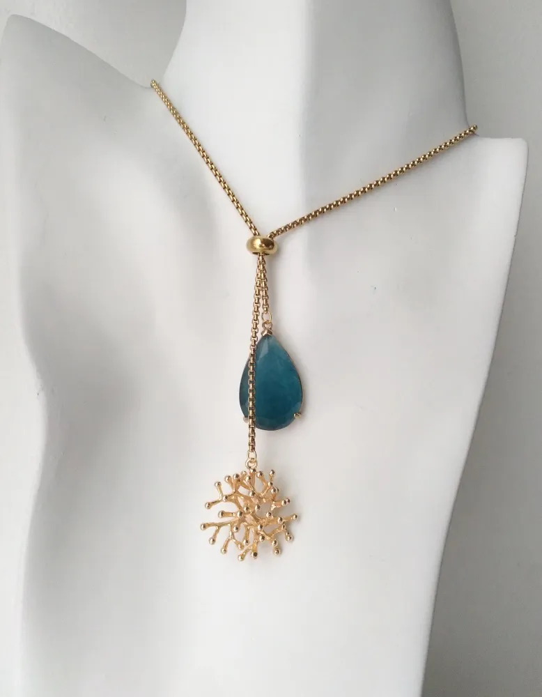 Branch Coral with Jade Slider Necklace