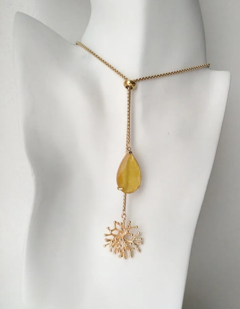 Branch Coral with Jade Slider Necklace