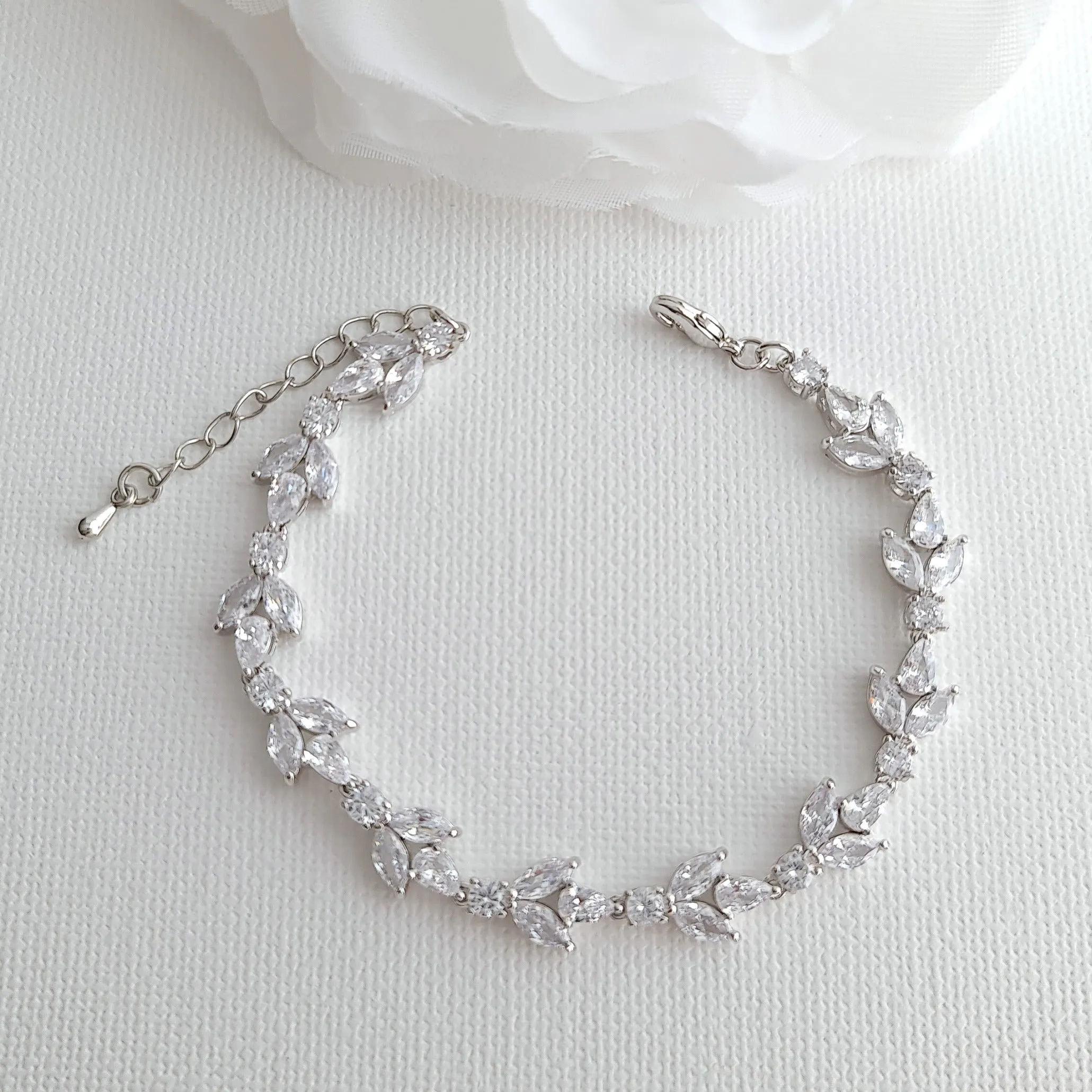 Bridal Necklace Set with Earrings Bracelet-Anya