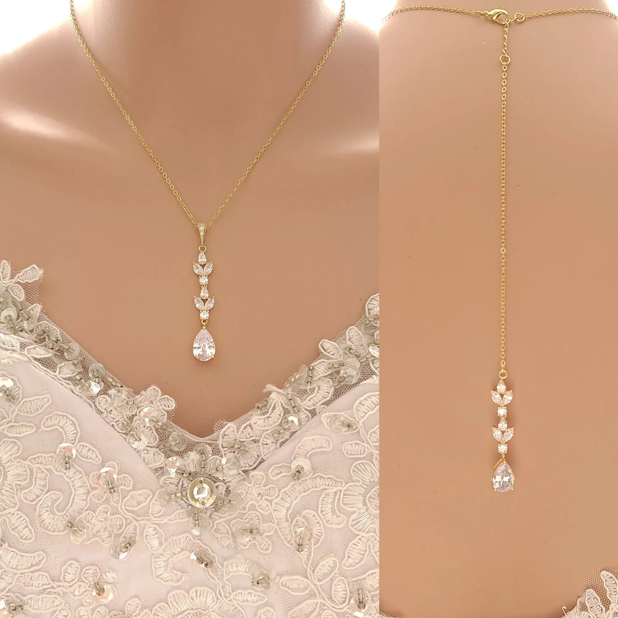 Bridal Necklace Set with Earrings Bracelet-Anya