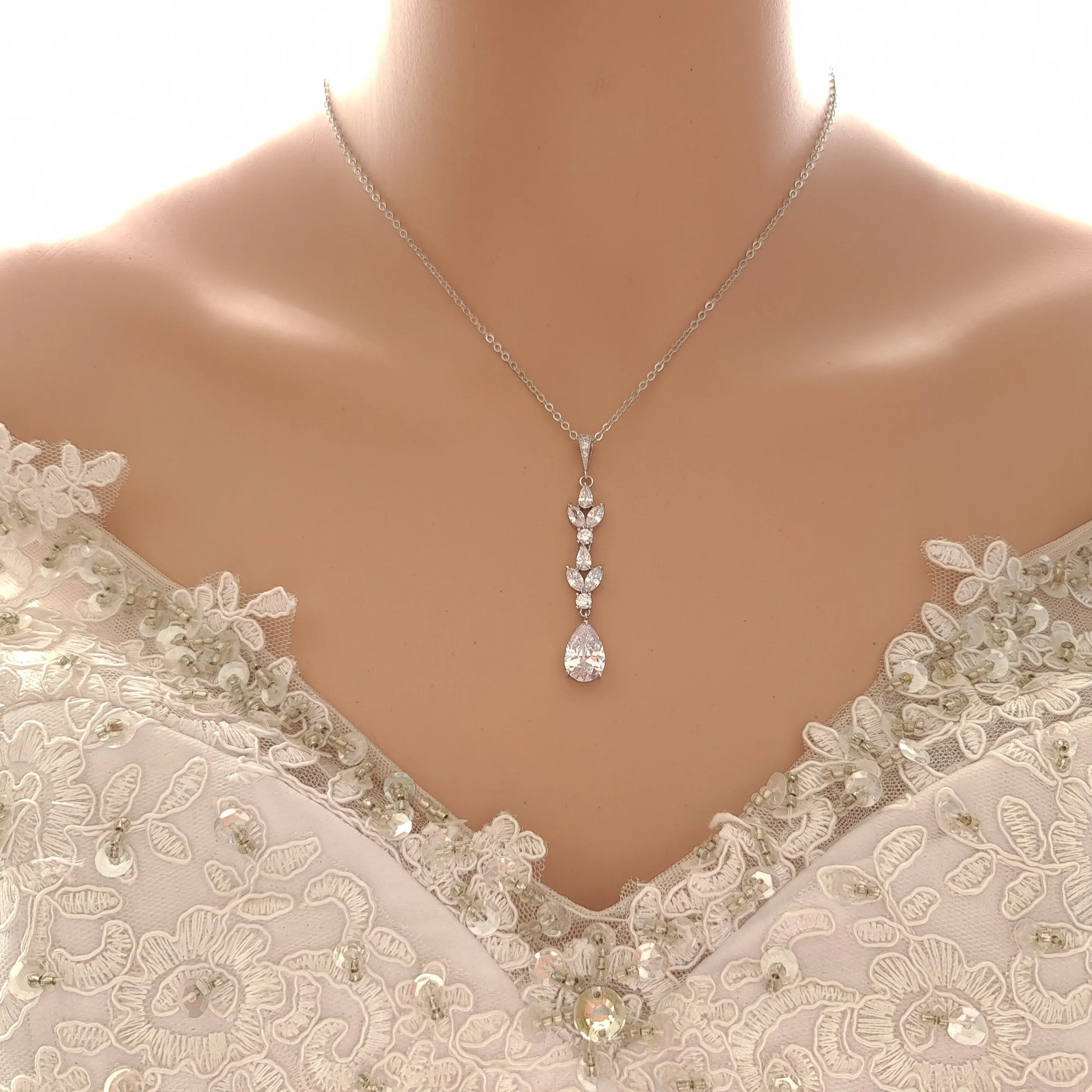 Bridal Necklace Set with Earrings Bracelet-Anya