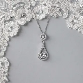 Bridal Pendant Necklace Cubic Zirconia Teardrop Shaped