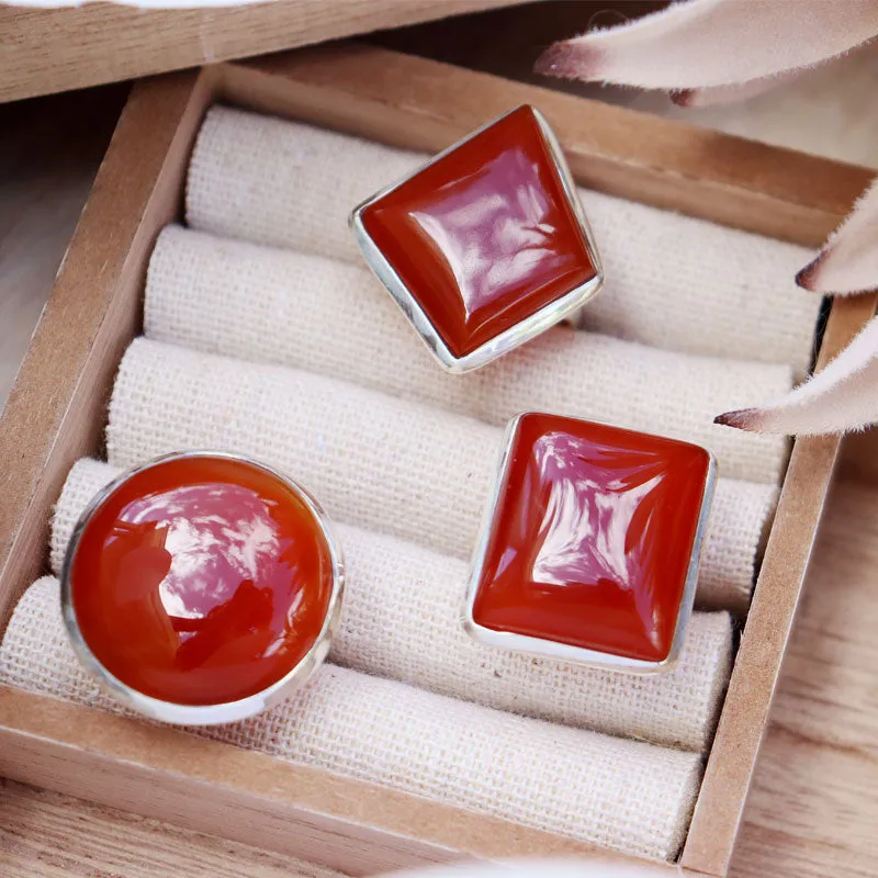 Bry Orange Carnelian Rectangle Ring