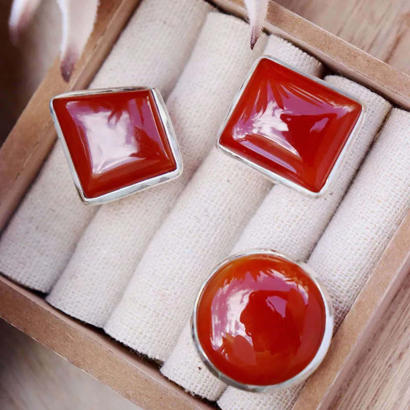 Bry Orange Carnelian Rectangle Ring