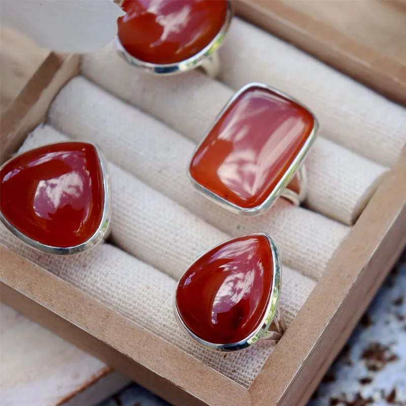 Bry Orange Carnelian Rectangle Ring