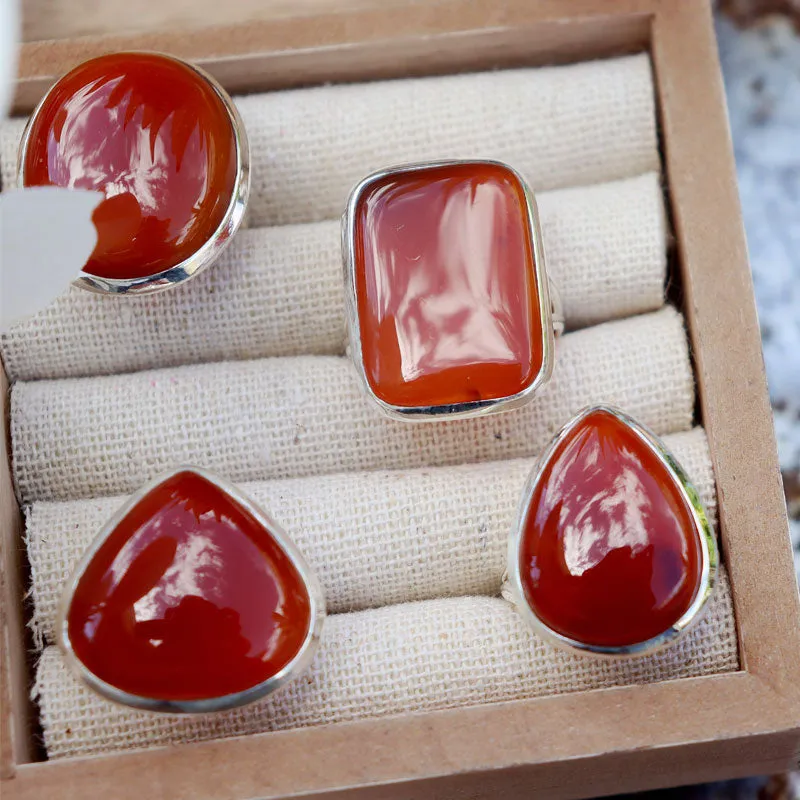 Bry Orange Carnelian Rectangle Ring