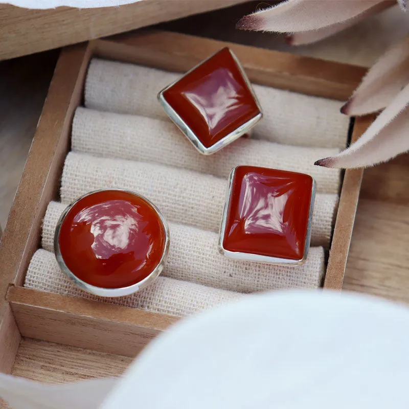 Bry Orange Carnelian Rectangle Ring