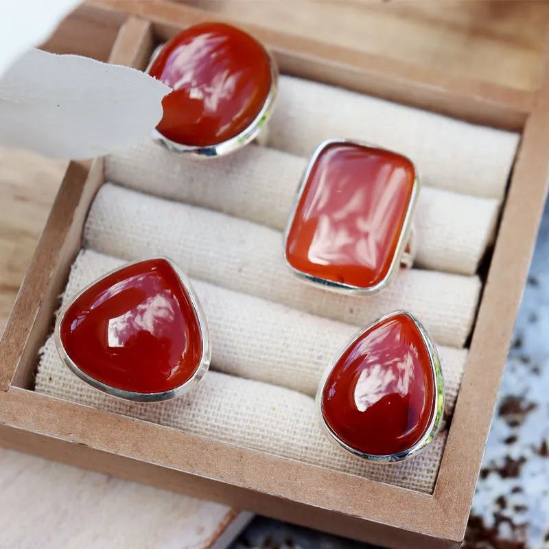 Bry Orange Carnelian Rectangle Ring