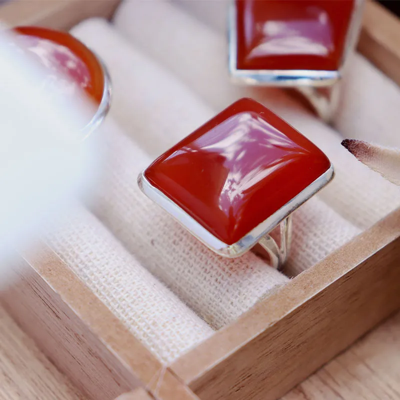 Bry Orange Carnelian Rectangle Ring