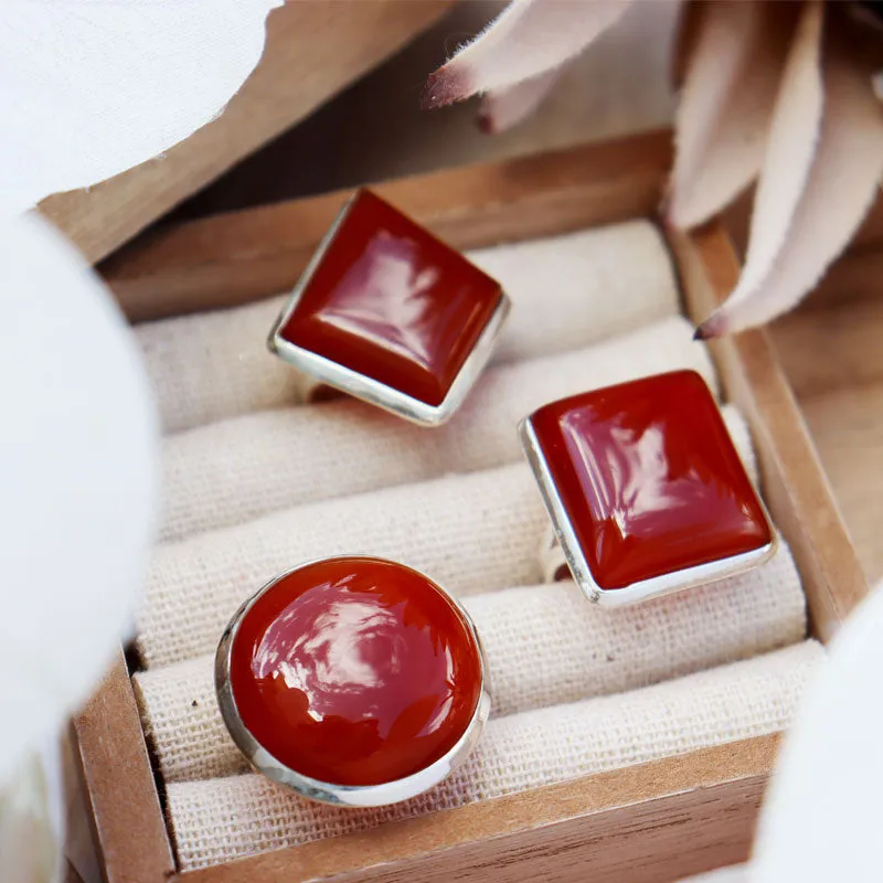 Bry Orange Carnelian Rectangle Ring