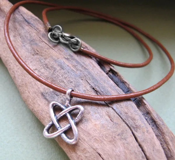 Celtic Necklace - Leather Cord Celtic Knot Pendant for Men