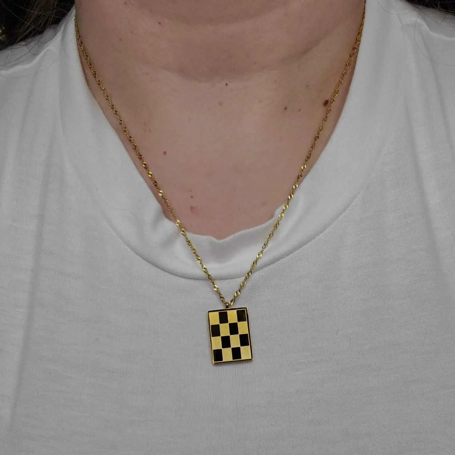 Checkers Tag Necklace