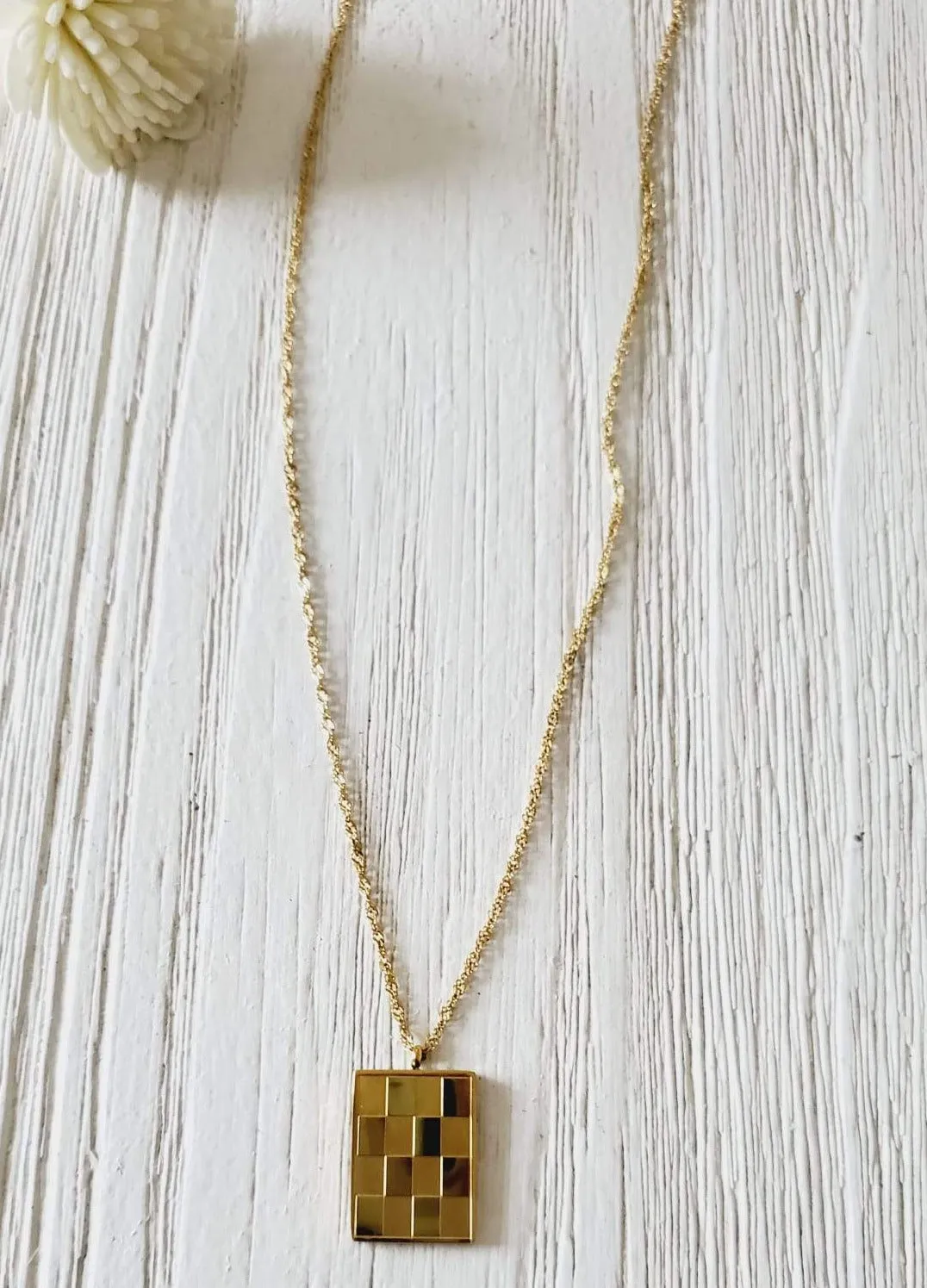 Checkers Tag Necklace