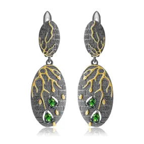 Chrome Diopside Gold-Plated Dangling Earrings