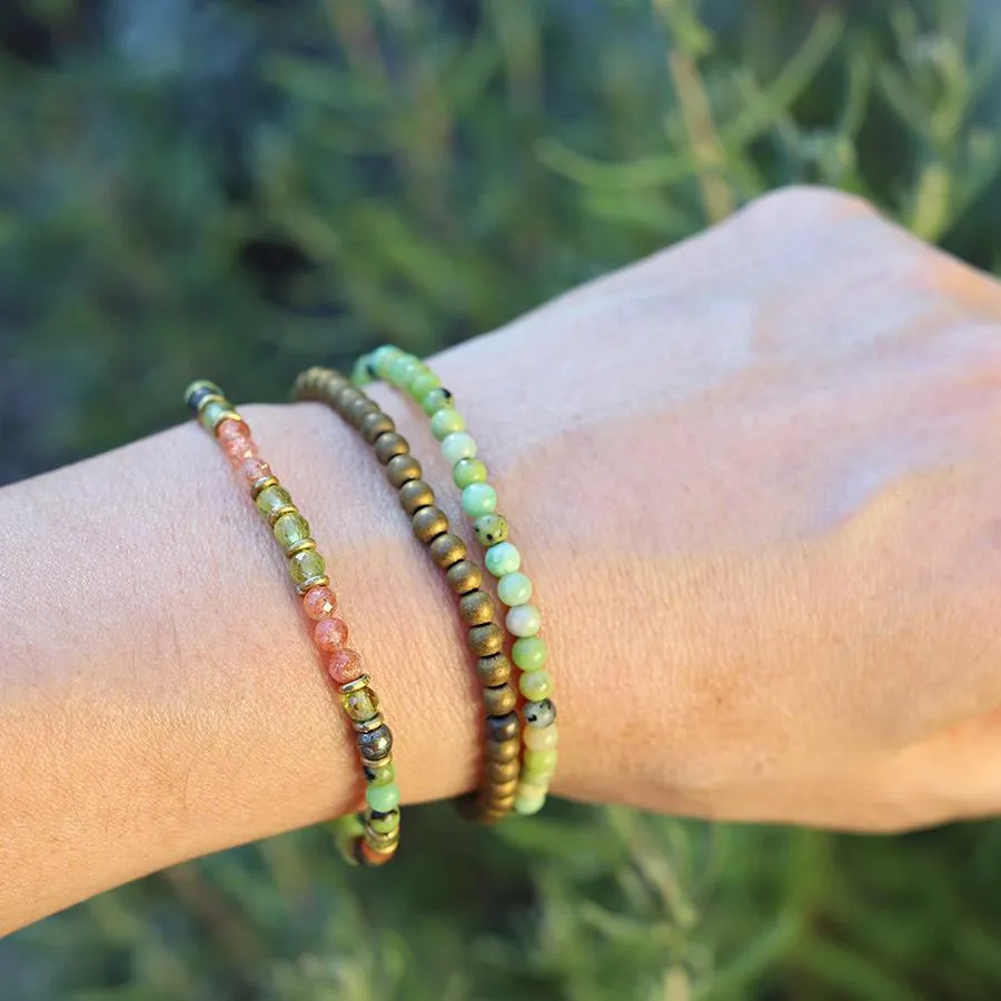 Chrysoprase and Peridot Delicate Bracelet Stack