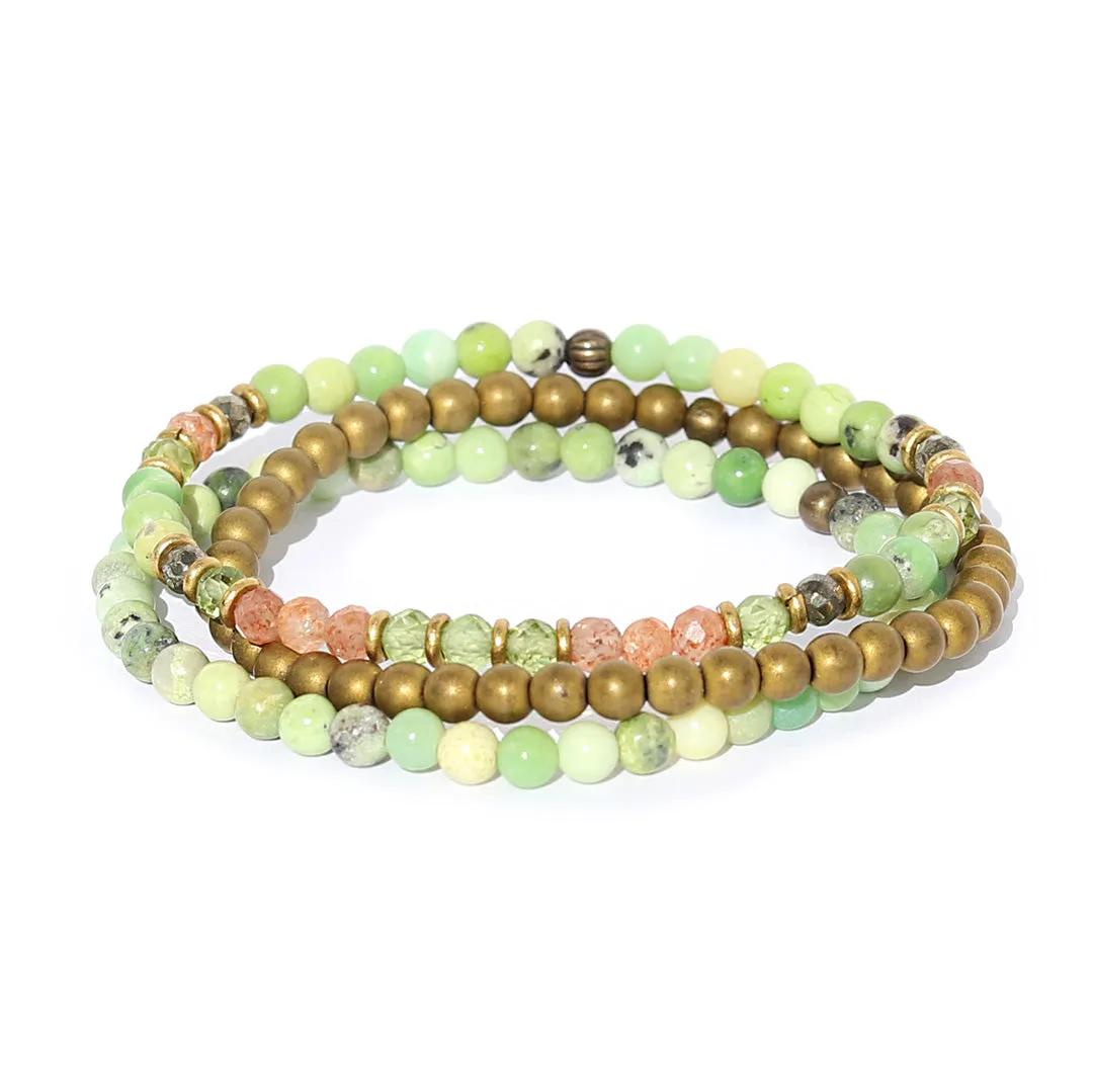 Chrysoprase and Peridot Delicate Bracelet Stack