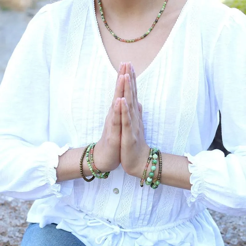 Chrysoprase and Peridot Delicate Bracelet Stack