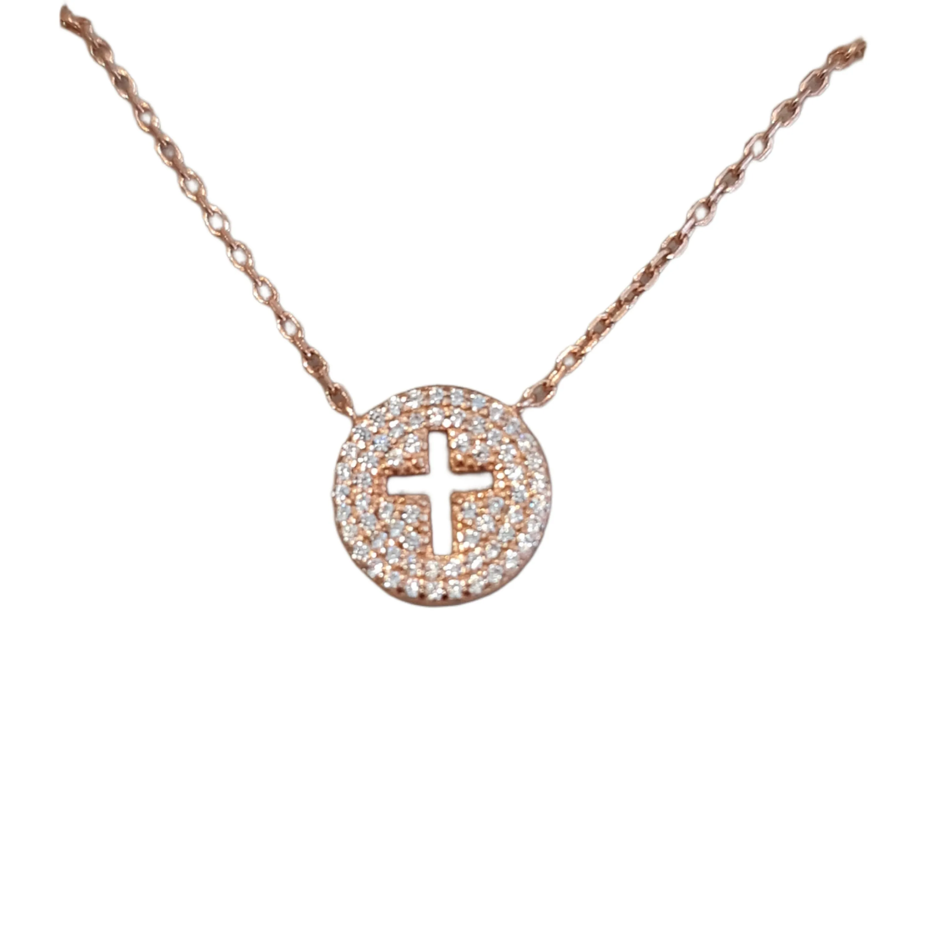 Chrystalla Cross necklace bracelet Rose Gold