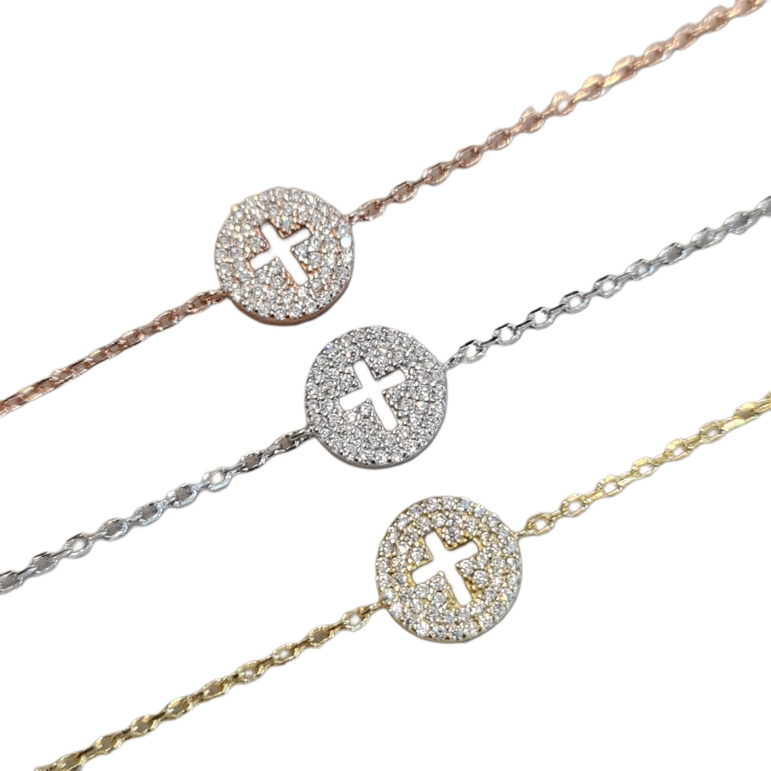 Chrystalla Cross necklace bracelet Rose Gold