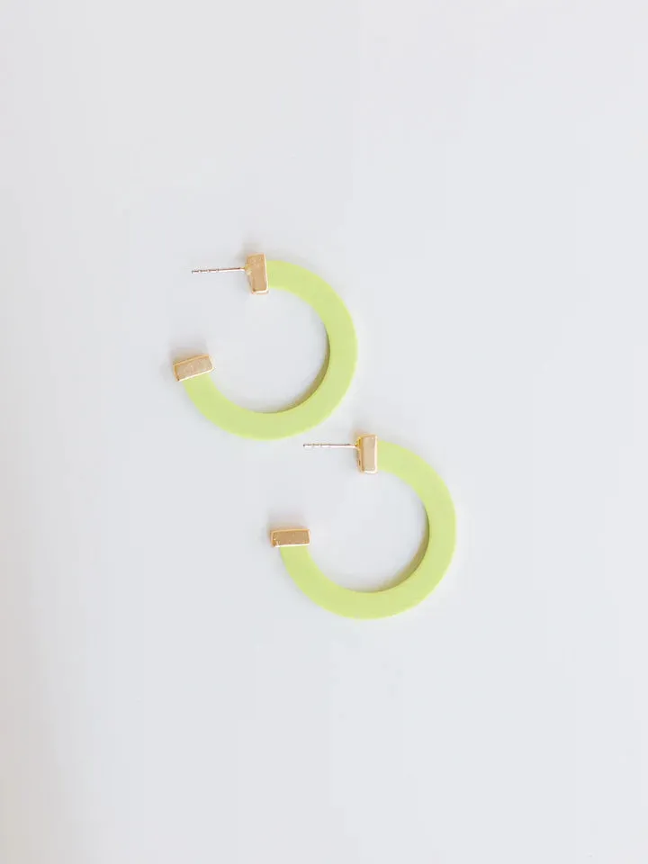 Classic Acrylic Medium Hoops in Lime