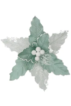 Clip on Poinsettia, Mint Sheer