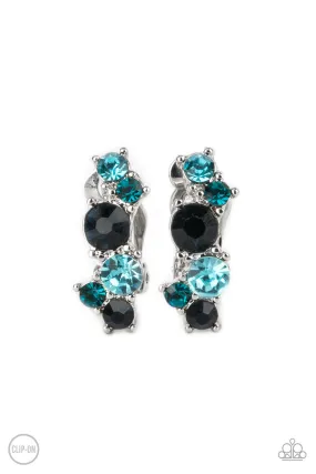 Cosmic Celebration Blue Rhinestone Clip-on Earrings - Paparazzi Accessories