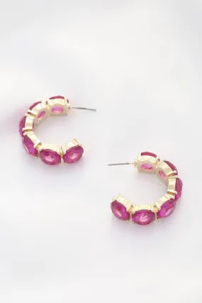 Crystal Chunky Gem Hoop Earring