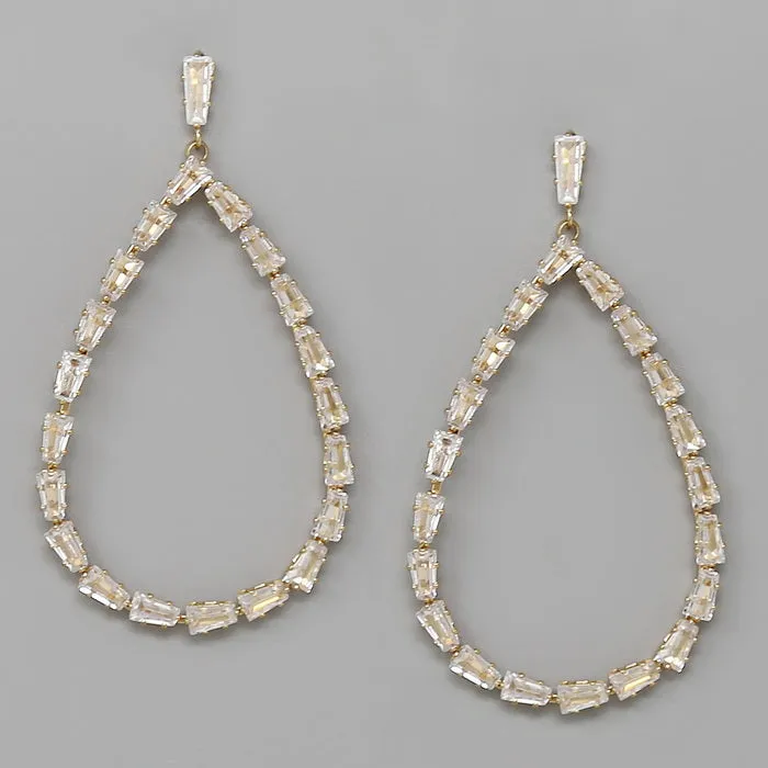 Cubic Zirconia Pave Teardrop Statement Earrings