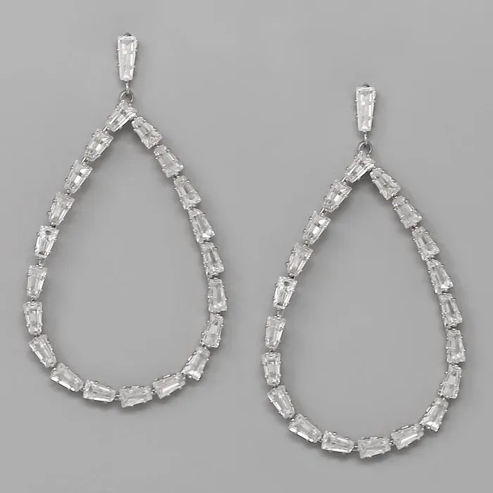 Cubic Zirconia Pave Teardrop Statement Earrings