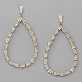 Cubic Zirconia Pave Teardrop Statement Earrings