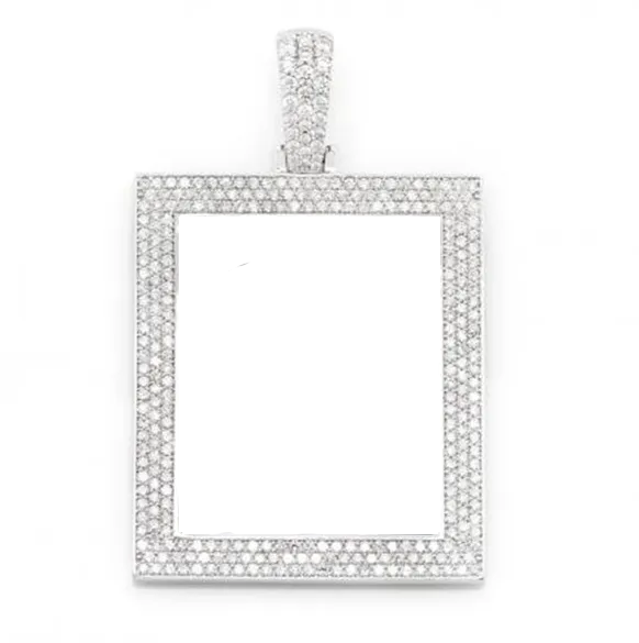 Custom 18K Gold Square Photo Pendant Necklace