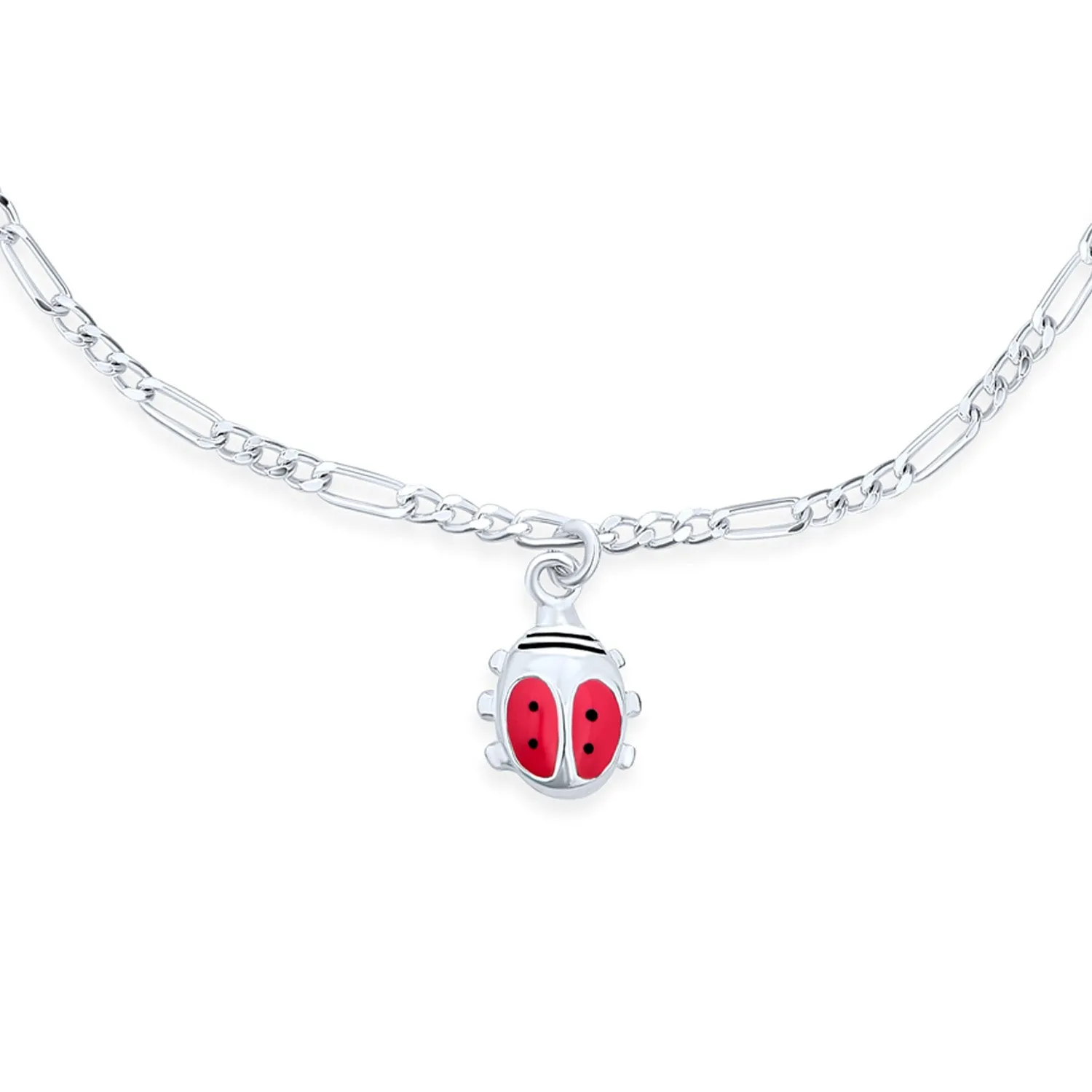 Dainty Ladybug Red Small Bangle Charm Bangle Bracelet Sterling Silver