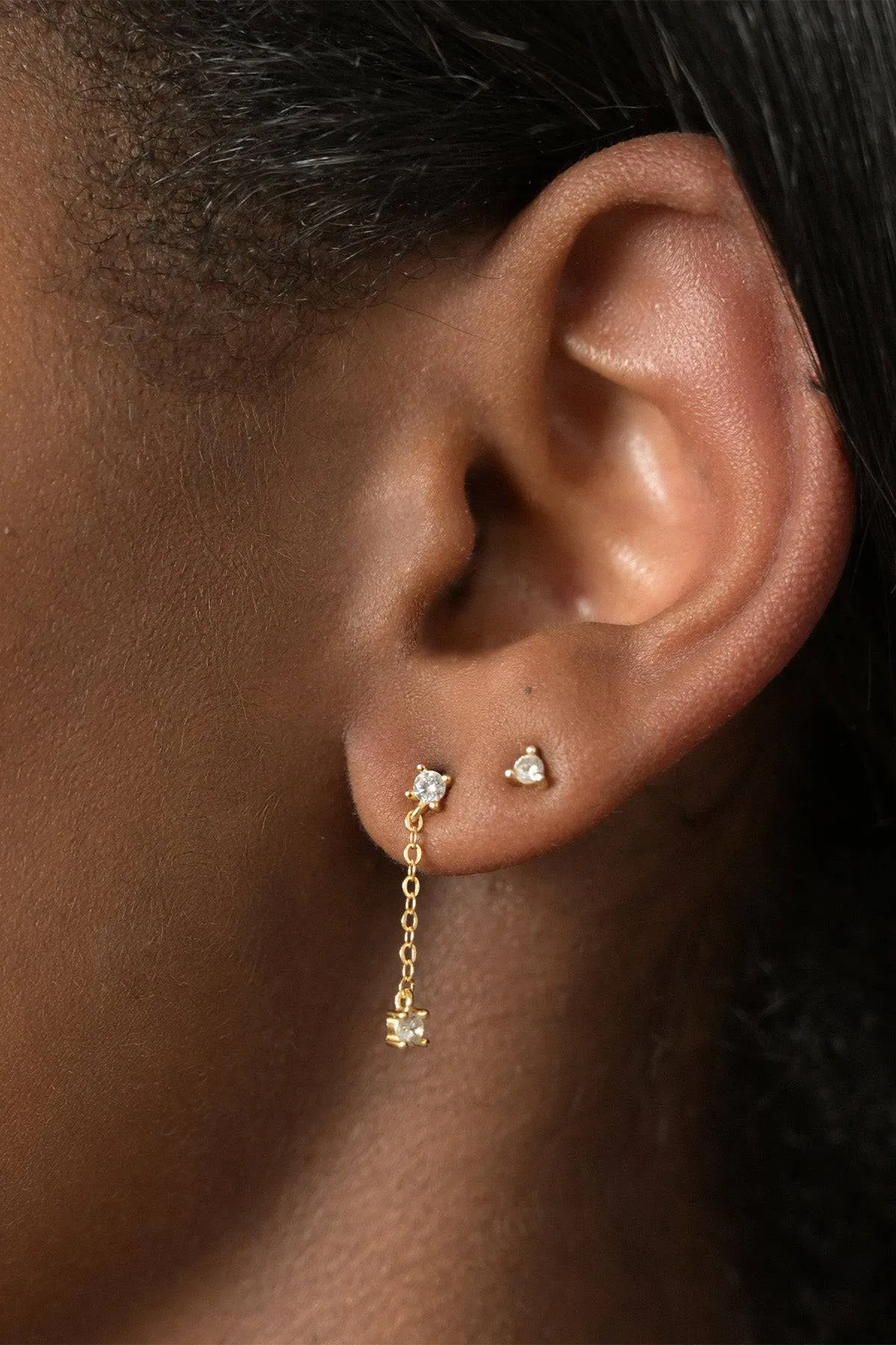 Diamante Drop Stud Earrings