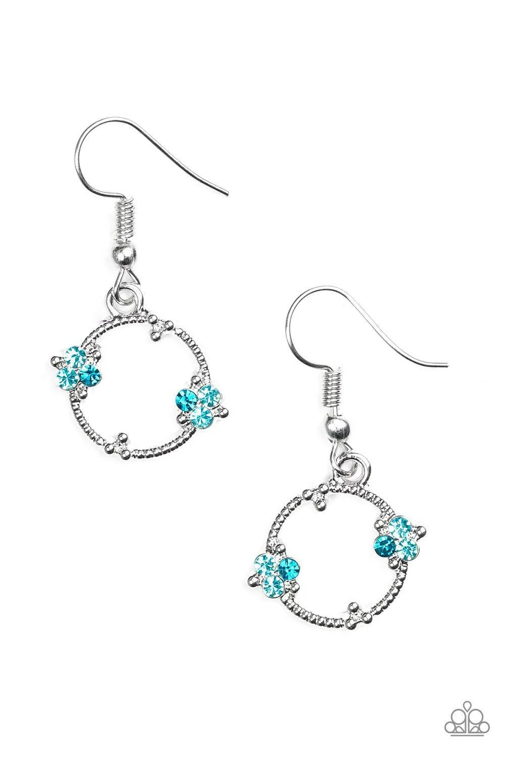 Double The Bubble Silver and Blue Gem Earrings - Paparazzi Accessories