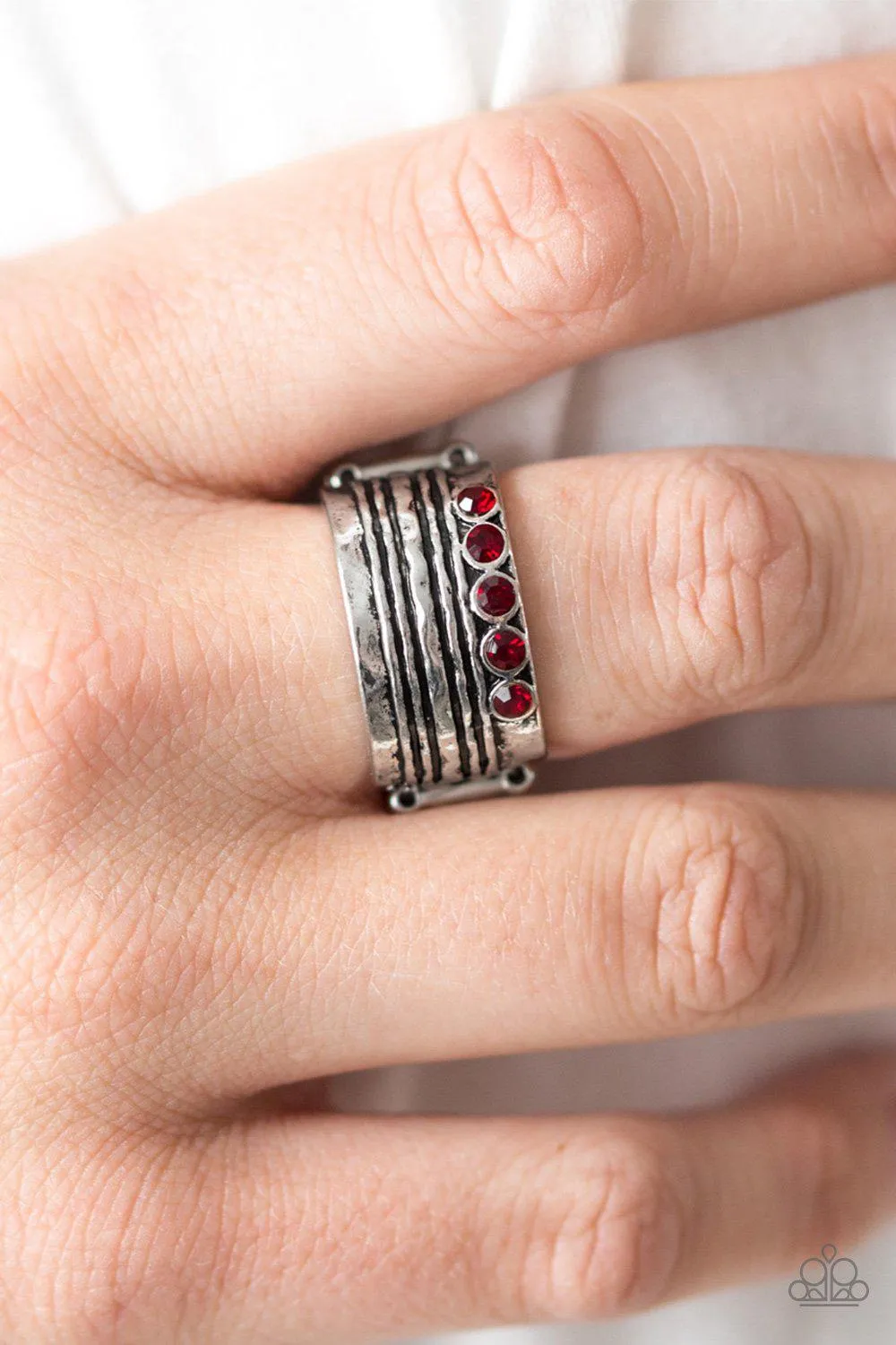 Drink It In Silver and Red Gem Ring - Paparazzi Accessories