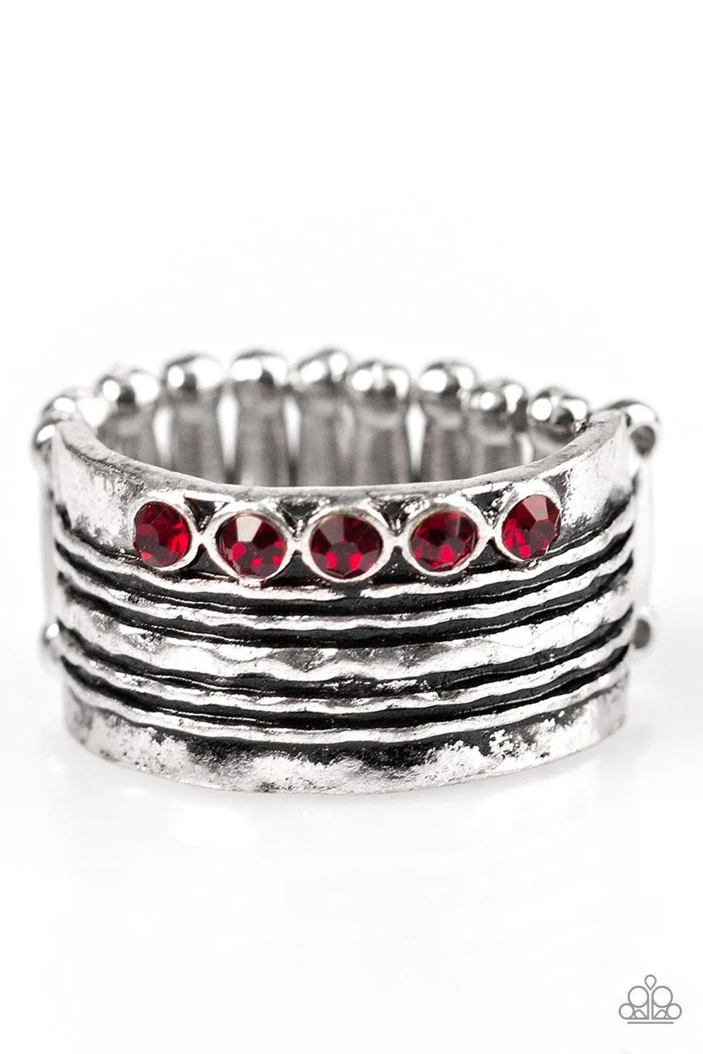 Drink It In Silver and Red Gem Ring - Paparazzi Accessories